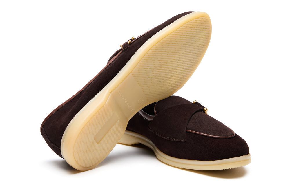 Belgian Hook Yacht Loafers in Cocoa Suede